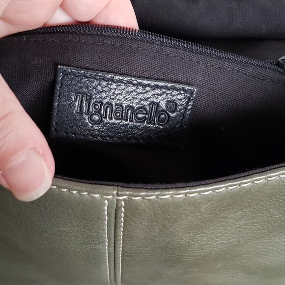 Olive Leather TIGNANELLO Saddle Bag Shoulder Purse - Picture 9 of 15